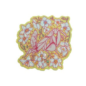 Orchid Flower Mantis Glitter Sticker